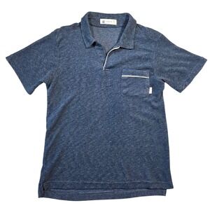 Laguna Polo Shirt Mens Blue Heathered Terry Cloth Medium Casual Retro Beach Soft